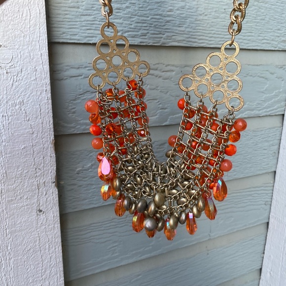 Orange and gold necklace - Picture 5 of 6